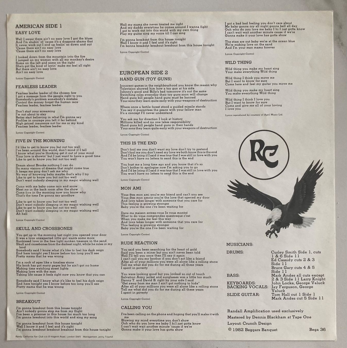 Schallplatten: RANDY CALIFORNIA - EURO-AMERICAN – Gebraucht aus Poliez-Pittet von Newtown-Records 2