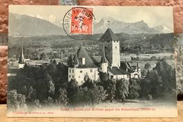 1909 - SPIEZ - Kirche & Schloss gegen die Blüemlisalp