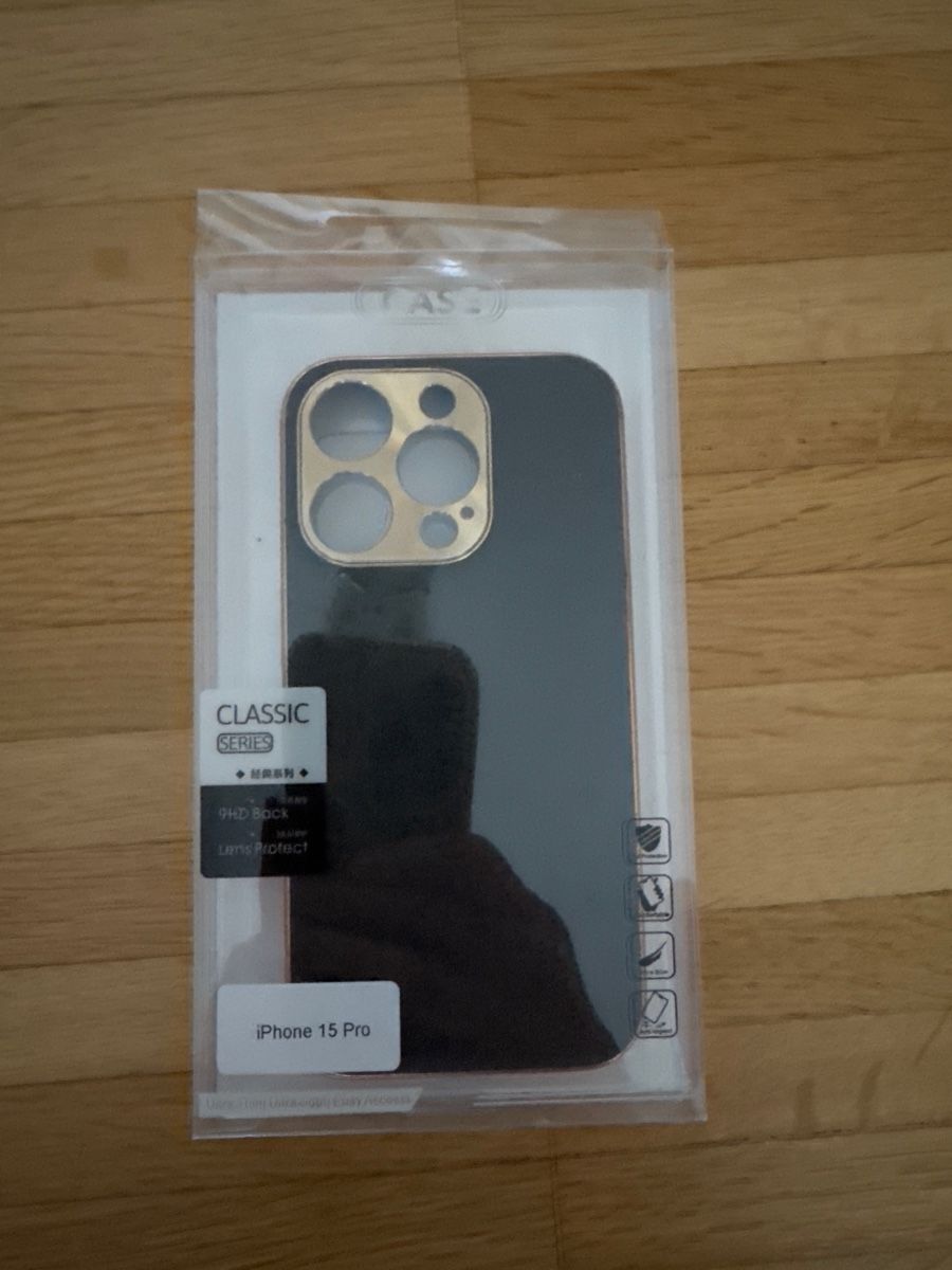 Cover & Protezioni schermo: Cover iPhone 15 Pro, nuovo, nero/oro – Nuovo (secondo la descrizione) da Viganello venduto da Lolland_7