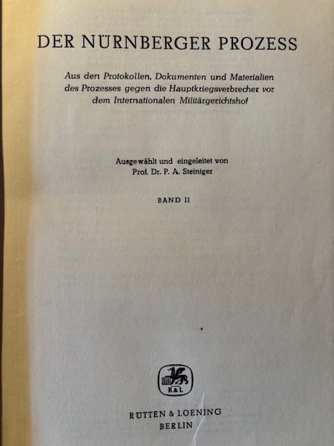 Libri: Der Nürnberger Prozess, Band 2 – Usato da Seon venduto da retep012 1