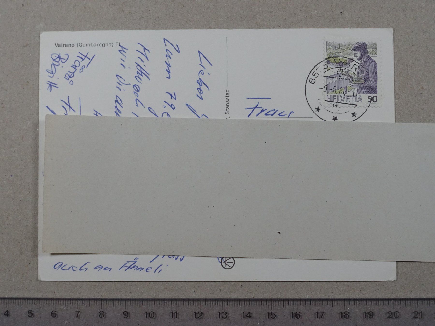 Ansichtskarten: Vairano, Gambarogno, 1988 – Gebraucht aus Lenzburg von fh1 1