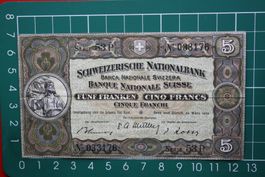 schweizer wilhelm tell banknote 5 franken 1952