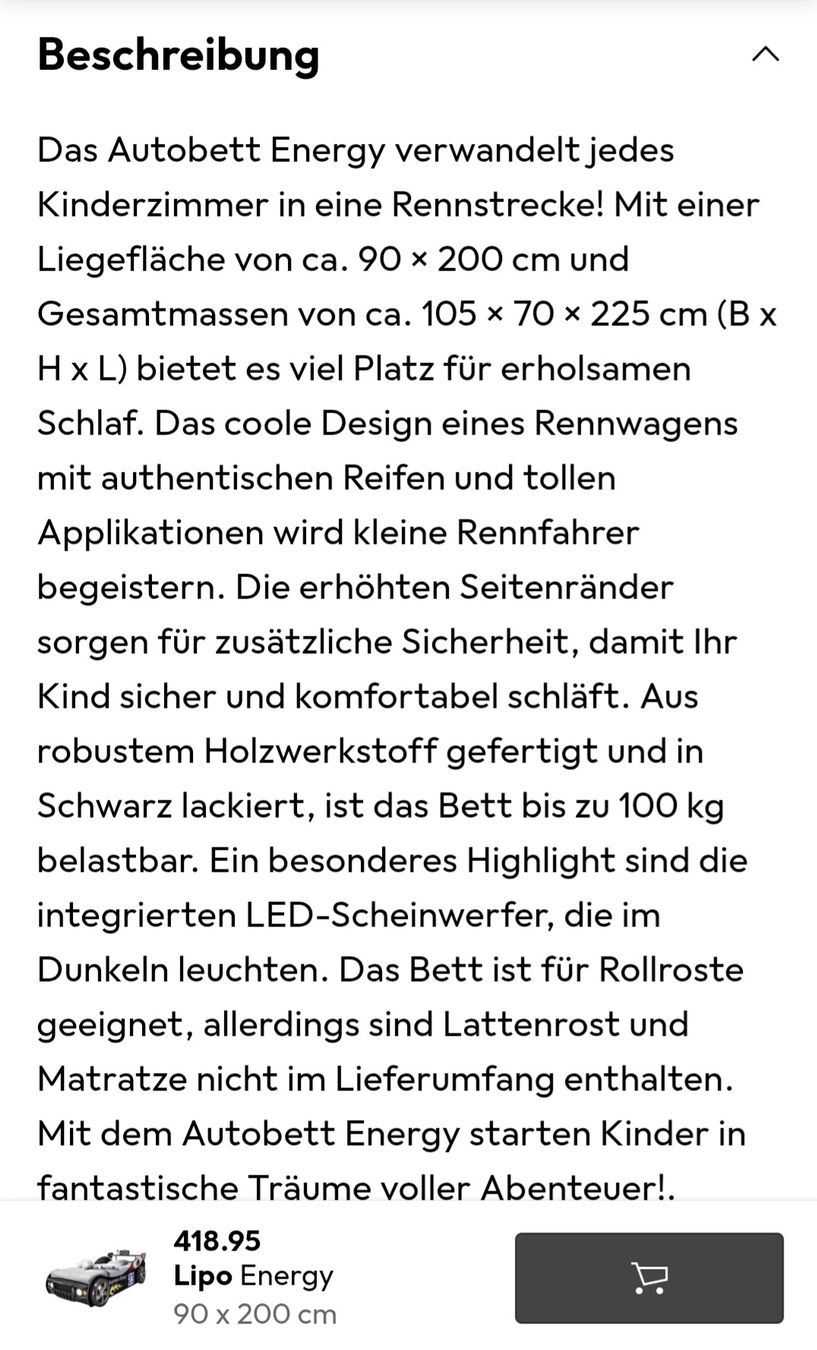 Letti: Kinderbett Rennauto – Usato da Winterthur venduto da Rubinof 9