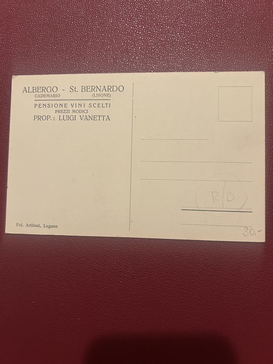 Ansichtskarten: Albergo St. Bernardo Cademario – Gebraucht aus Breganzona von Milesbo 1