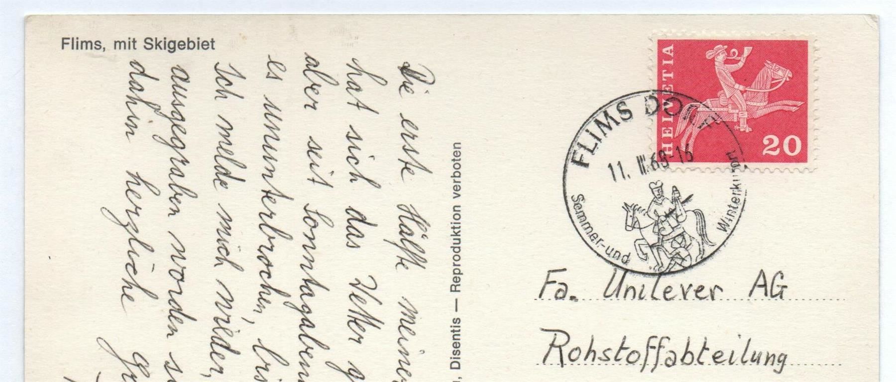 Cartoline postali: 3x AK FLIMS Graubergbahn, Skigebiet – Usato da Jona venduto da philajona 5