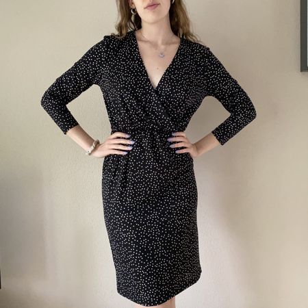 Mango Kleid schwarz mit Punkten Gr. S