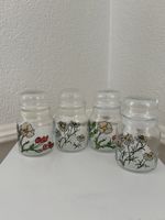 4 Vorratsgläser mit Blumenmuster, Glas