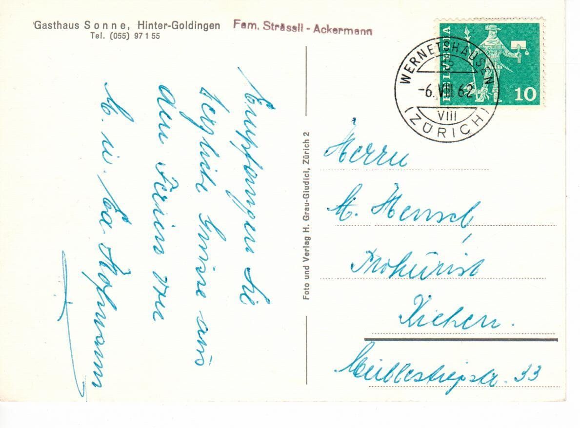 Cartoline postali: Gasthaus Sonne Hinter-Goldingen – Usato da Wolhusen venduto da Curver9 1