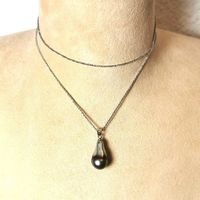 60 cm Long collier perle de Tahiti baroque Ag925