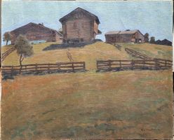 Vallese, dipinto firmato olio su tela, 1921