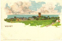 Vevey - Litho Aquarell + c1900