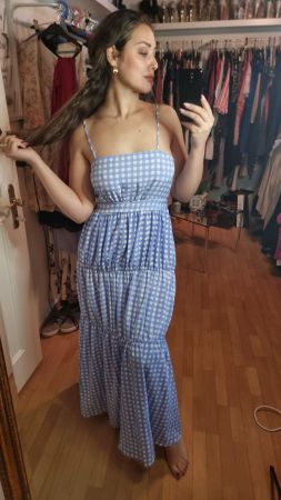 Sommerliches Maxikleid mit Vichy-Muster, Grösse 38/M👗