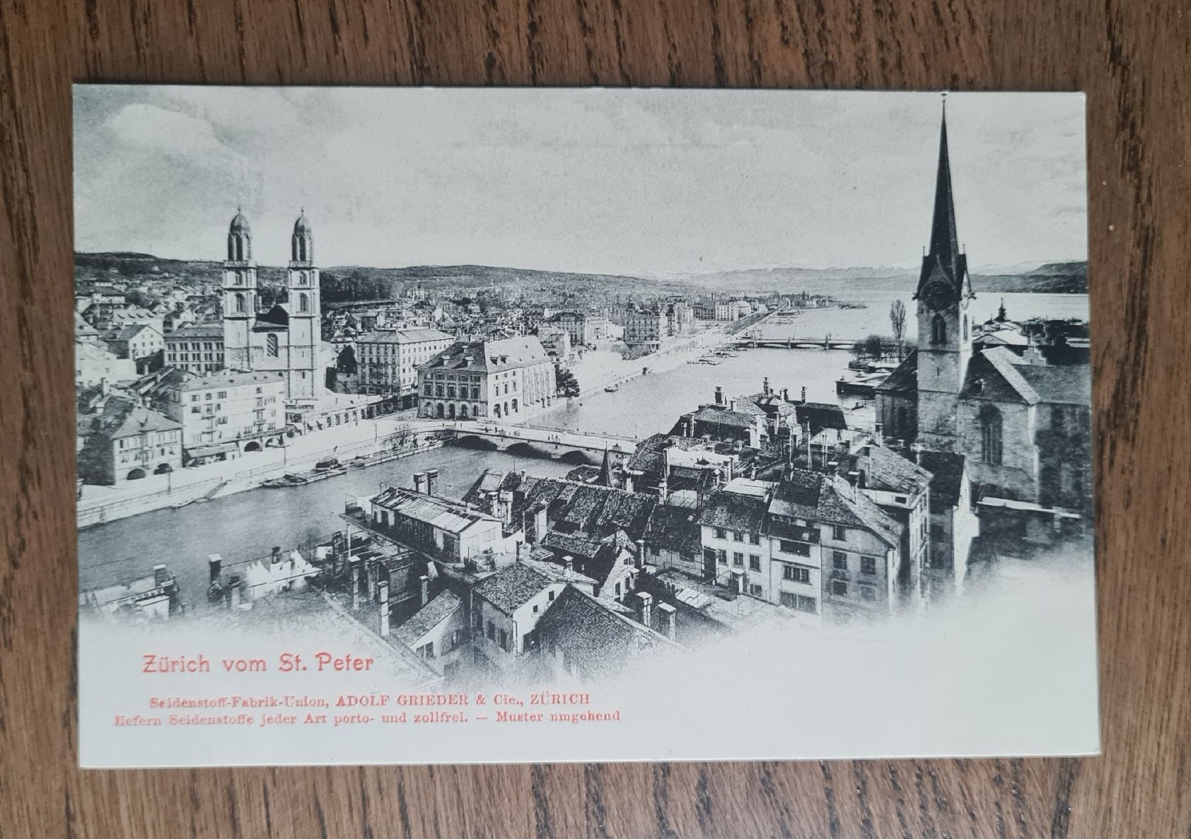 Cartoline postali: Zürich vom St. Peter, um 1900 – Usato da Ebikon venduto da Donar50