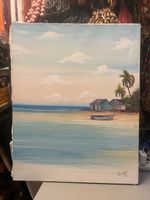 Grand tableau exotique huile sur toile