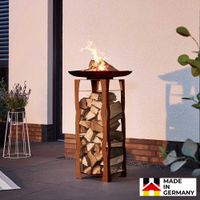 18183 - Moderne Feuerschale FALK mit Holzlager