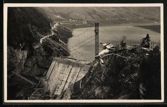 Cartoline postali: Wäggithal, Kraftwerk mit Staumauer, Sta – Usato da Berlin venduto da bartko-reher