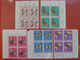 1954 : J153-J157, Viererblöcke postfrisch ** +TABS Kat: 40.-