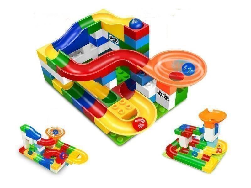 Spielzeuge: KUGELBAHN - BAUSTEINE - 52 TEILE - MURMEL - BAUSTEIN BAHN – Neu und originalverpackt aus Kriens von swissgadget