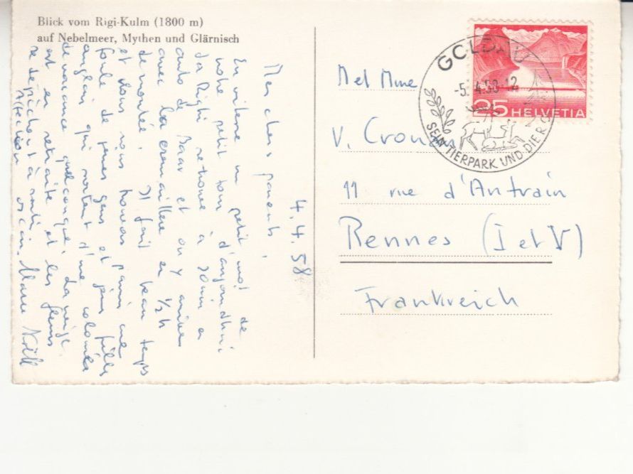 Cartoline postali: Rigi Nebelmeer 1958 – Usato da Bürglen TG venduto da StampGraf 1