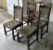 4 Stühle Holz braun mit Stoffbezug floral guter Zustand