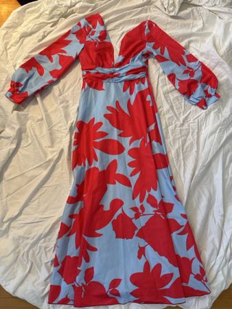 Kleid Blumenmuster rot-blau Grösse unbekannt neu