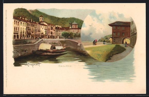 Ansichtskarten: Litho Canobbio, Strassenpartie am Wasser – Gebraucht aus Berlin von bartko-reher