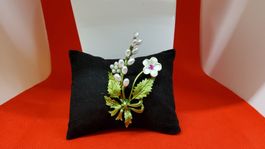 Hübsche Vintage Brosche in Blumenform mit Perlen, Top!