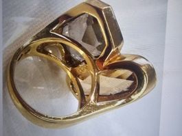 Grande bague cocktail Swarovski (Topaz + White Crystal)