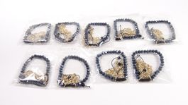 Restposten: 9 zweireihige Armbänder Dunkelblau/Gold