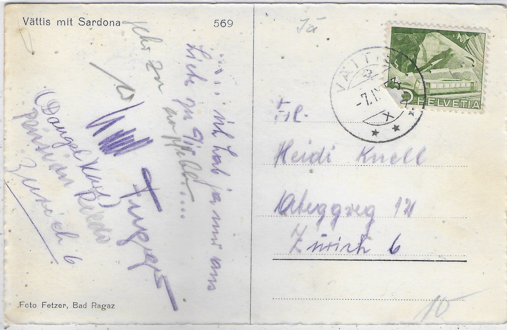 Ansichtskarten: Vättis mit Sardone – Gebraucht aus Ettingen von Kartenplanet 1