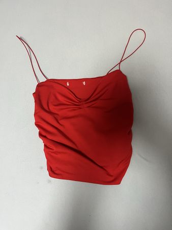 Damen Spaghettiträger Top rot gerafft guter Zustand