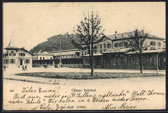 Cartoline postali: AK Olten, Partie am Bahnhof, 1907 – Usato da Berlin venduto da bartko-reher