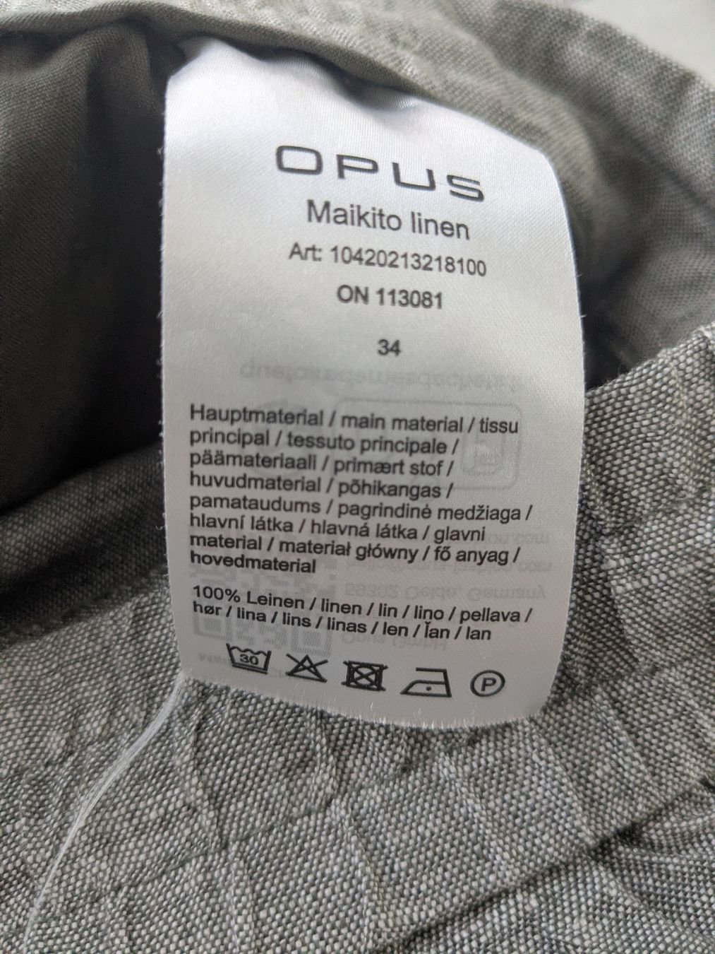 Opus Pantaloni: OPUS Maikito Leinen Hose Grösse 34  – Usato da Rorschach venduto da olg_5qq2 4