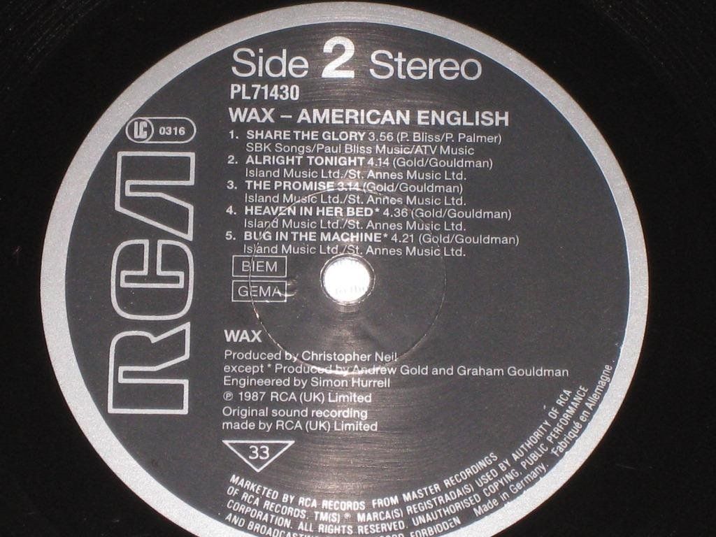 Vinyles: LP - WAX - AMERICAN ENGLISH – D'occasion à Steckborn par Quo7 2