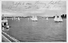 Gruss aus DÜSSELDORF - Rheinpark, alte Postkarte 1937