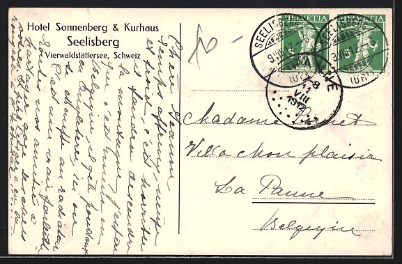 Cartoline postali: Seelisberg /Vierwaldstättersee, Hotel S – Usato da Berlin venduto da bartko-reher 1