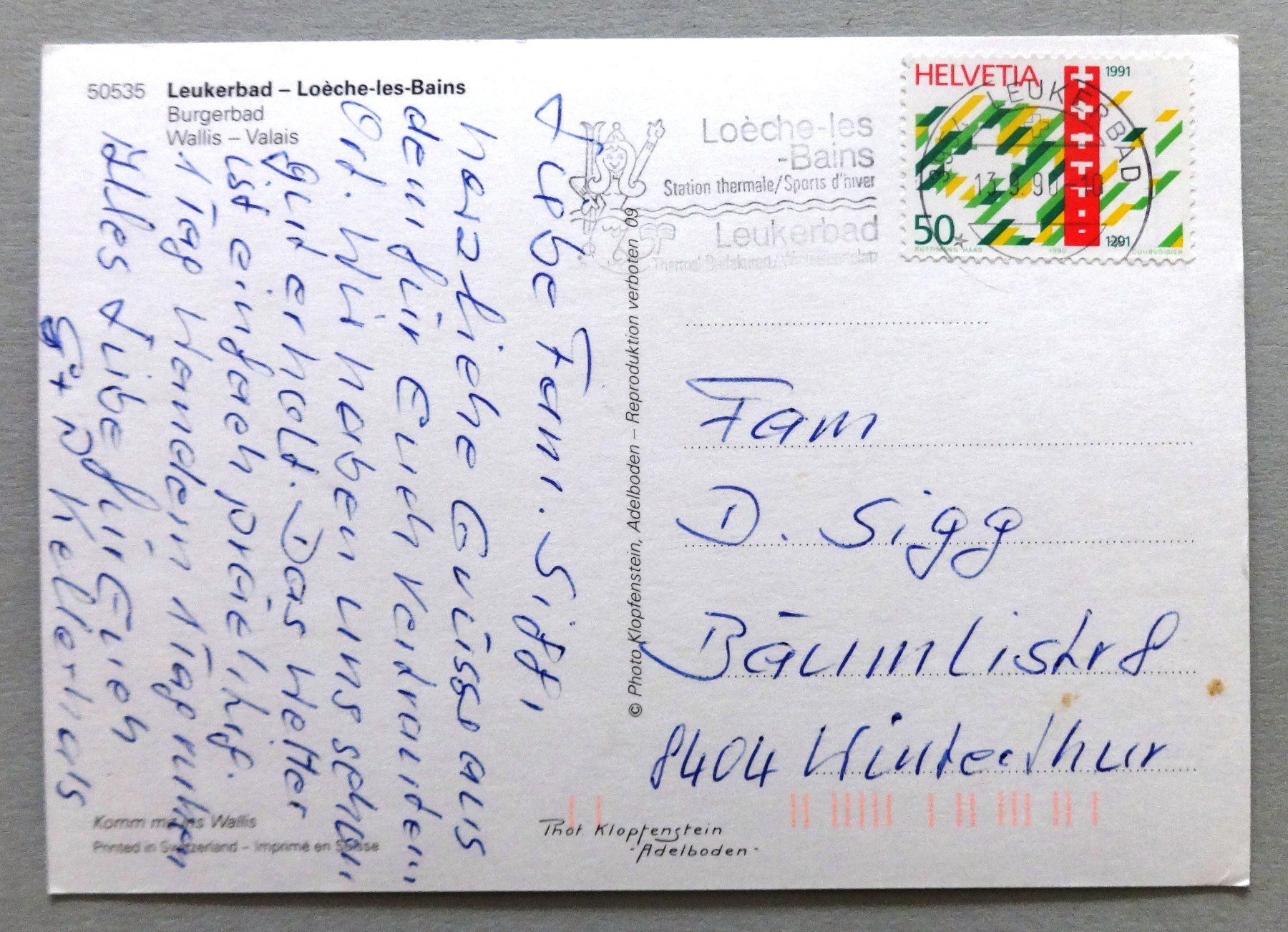 Cartoline postali: Leukerbad - Loèche-les-Bains – Usato da Fétigny venduto da Billy2miny 1