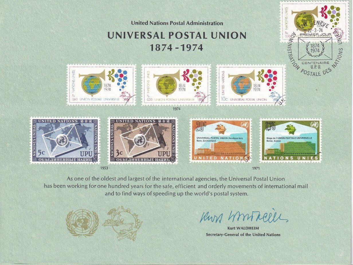 Tutti i francobolli: UNO 1974, 2x Universal Postal Union FDC – Nuovo (secondo la descrizione) da Castione venduto da Rx-stamps 1