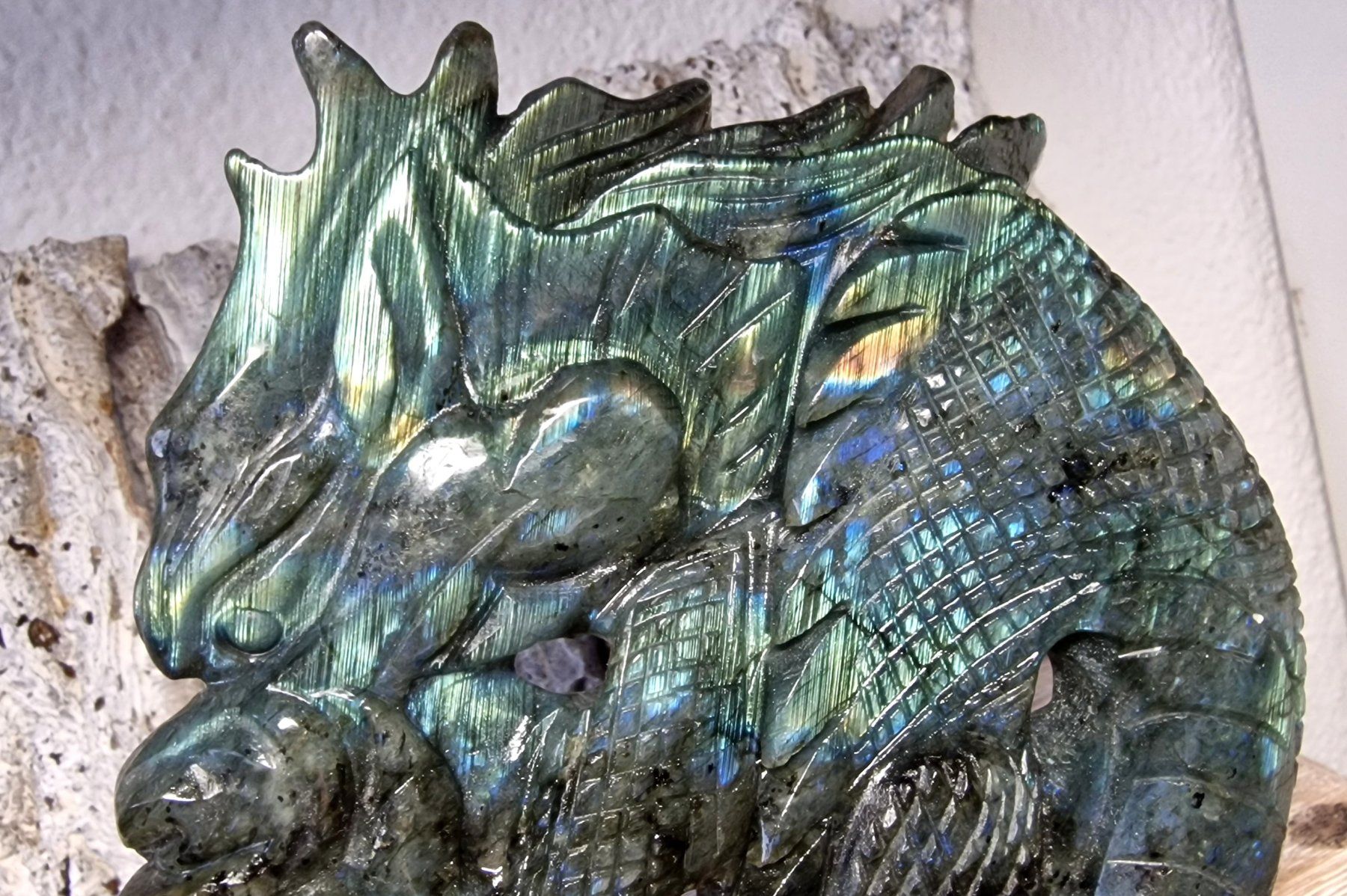 Minerali & Pietre curative: Hochwertiger chinesischer Drache aus Labradorit – Nuovo (secondo la descrizione) da Matzingen venduto da Shay_Crystalz 3