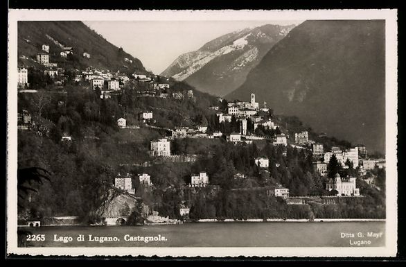 Cartoline postali: Castagnola, Totalansicht vom Wasser aus  – Usato da Berlin venduto da bartko-reher