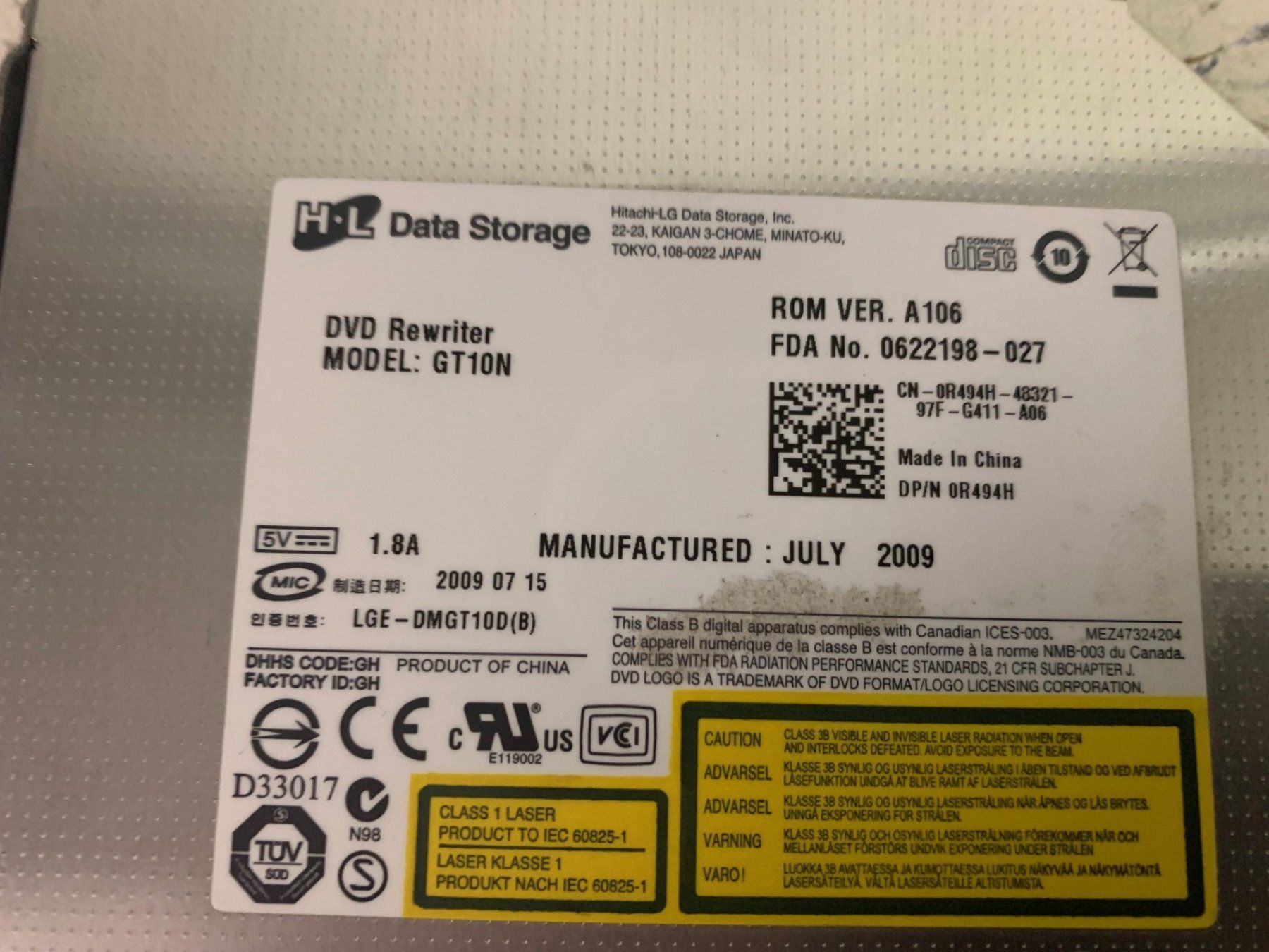 PC: H-L Data Storage DVD Rewriter Model GT10N – Usato da Emmen venduto da newdeal1970 3