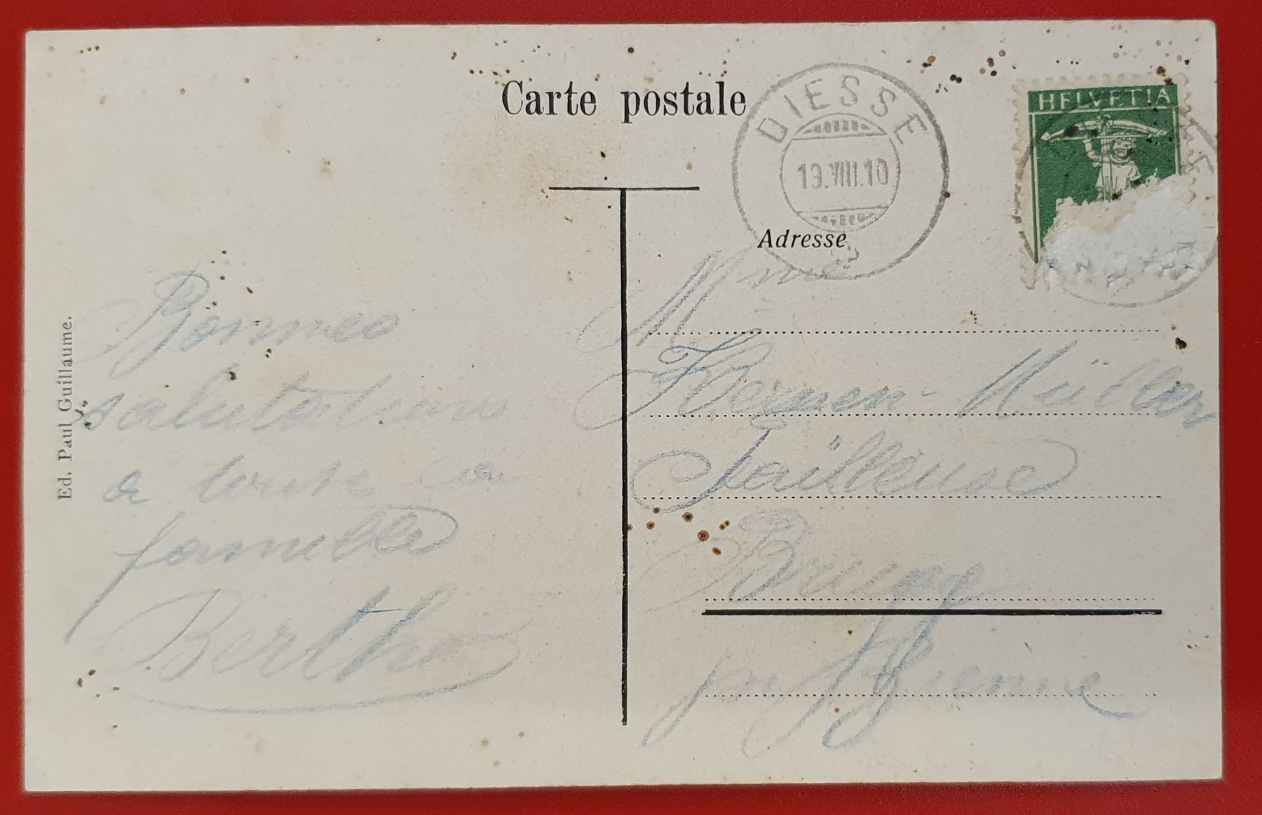 Cartoline postali: Diesse - Vue générale 1910 – Usato da Kreuzlingen venduto da Rschweiz1 1