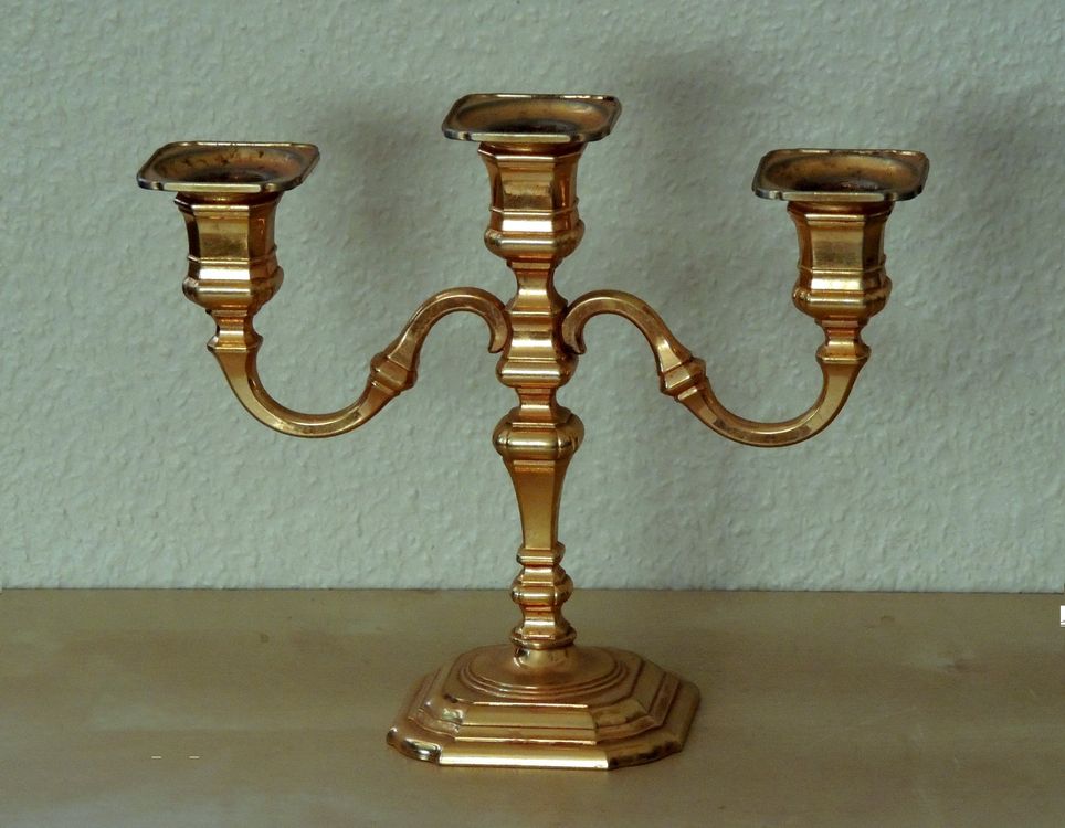 Lot De 2 Bougeoirs En Laiton Doré - Chandeliers - Occasion - Déco Table