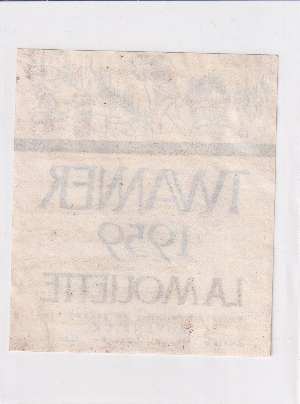 Carta: Etikette - Twanner 1959 "La Mouette" /bd – Usato da Hombrechtikon venduto da Rudolf07 1