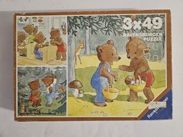 Ravensburger Puzzle 3x49 Bären - Vintage 09 223 9 / #WT18