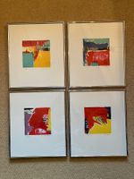 4 Bilder moderne Kunst abstrakt Pop-Art Serigrafie gerahmt