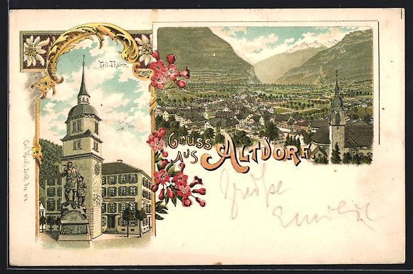 Cartoline postali: Vorläufer-Lithographie Altdorf / Uri, 1 – Usato da Berlin venduto da bartko-reher