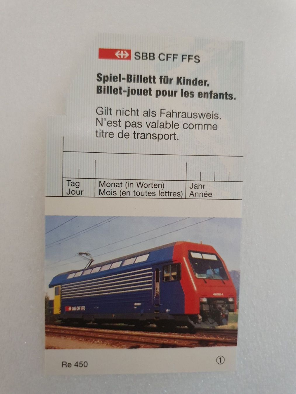 Autres chemin de fer: SBB, Spiel-Billett Re 450 – Neuf (Voir description) à Uster par Arent0