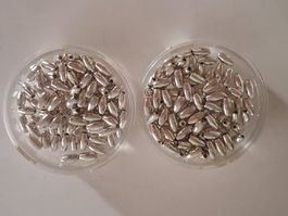 ca. 280 Perlen silber 6x3 mm