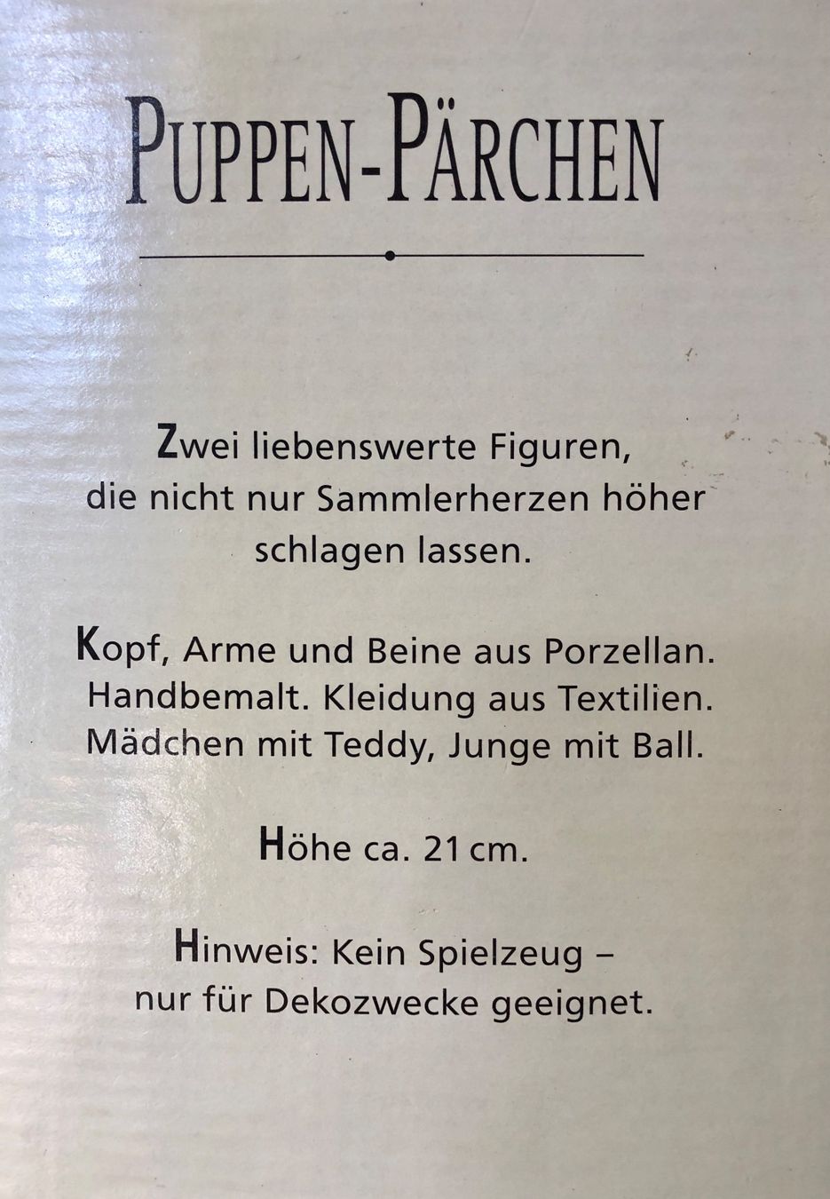Bambole: Puppenpärchen handbemalt – Nuovo e nell'imballaggio originale da Balzers venduto da Kubus 5